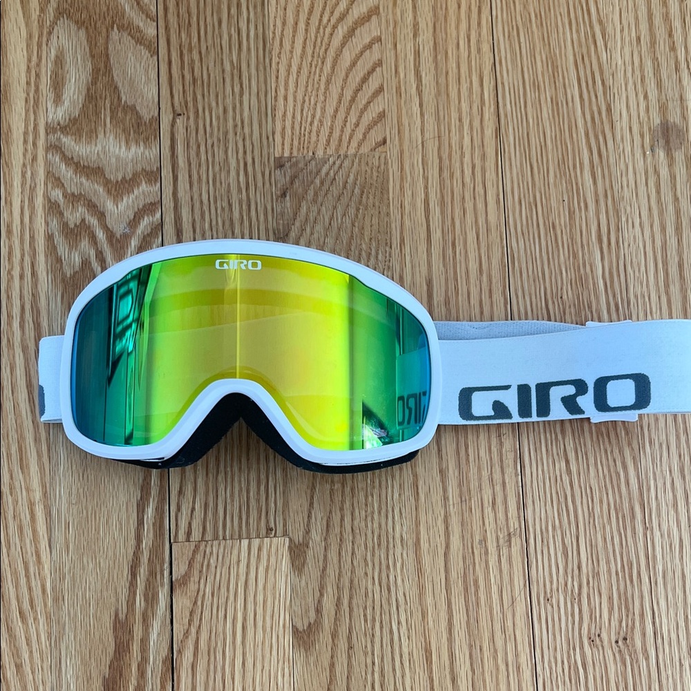 Giro White Goggles with Green Lenses